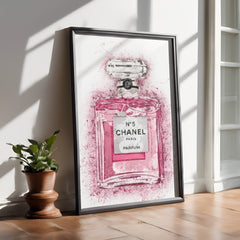 Chanel No. 5 Pink Wall Art | Glamorous Fashion Icon Poster | Bold Luxury Style Print