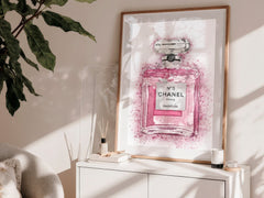 Chanel No. 5 Pink Wall Art | Glamorous Fashion Icon Poster | Bold Luxury Style Print