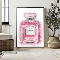 Chanel No. 5 Pink Wall Art | Glamorous Fashion Icon Poster | Bold Luxury Style Print