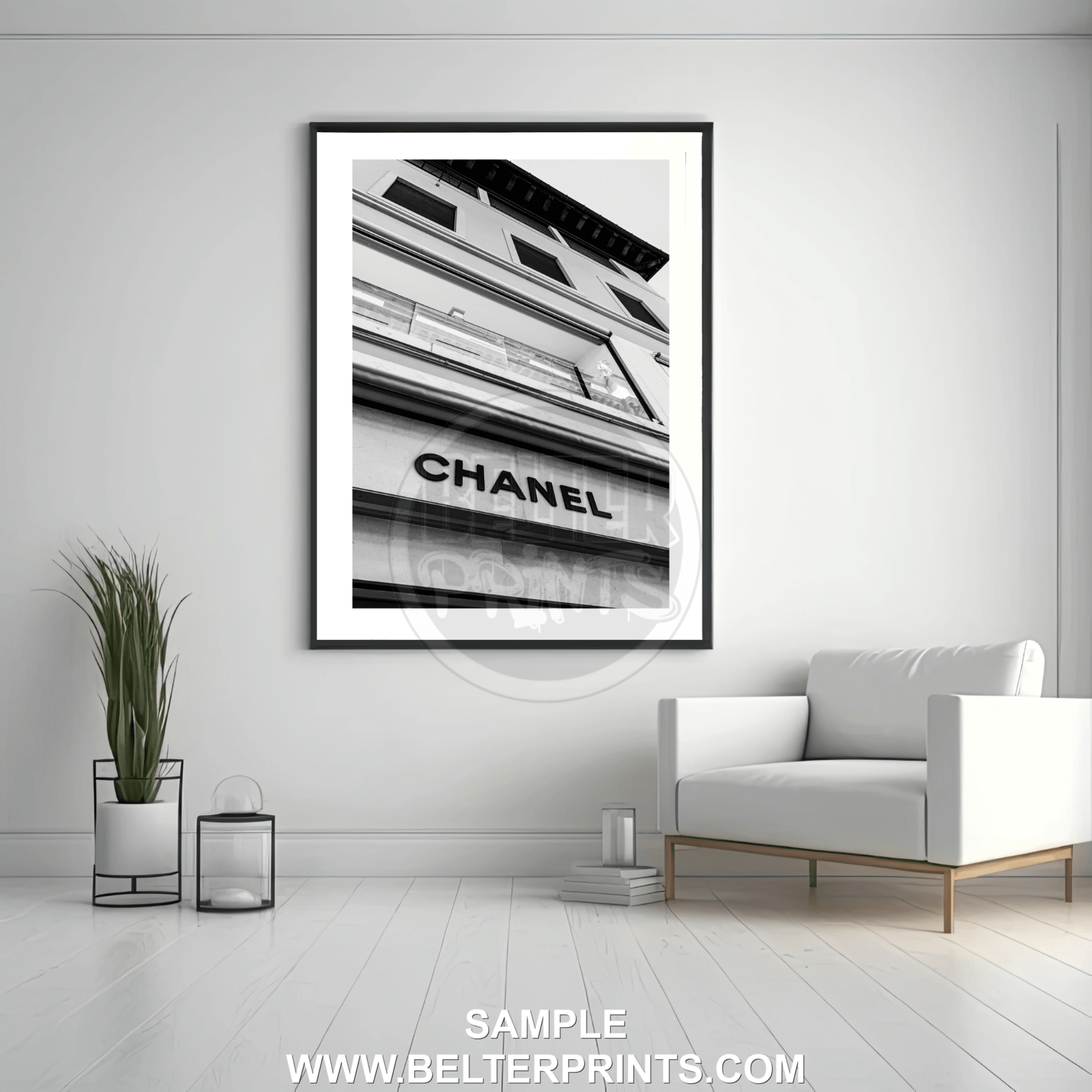 chanel storefront decor, luxury boutique artwork, paris storefront wall art