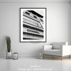 chanel storefront decor, luxury boutique artwork, paris storefront wall art