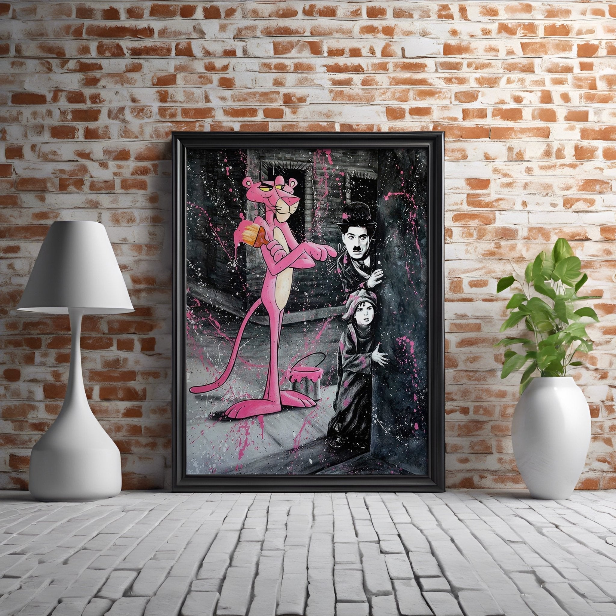 Charlie Chaplin Graffiti | Pink Panther Urban Art Print - Print