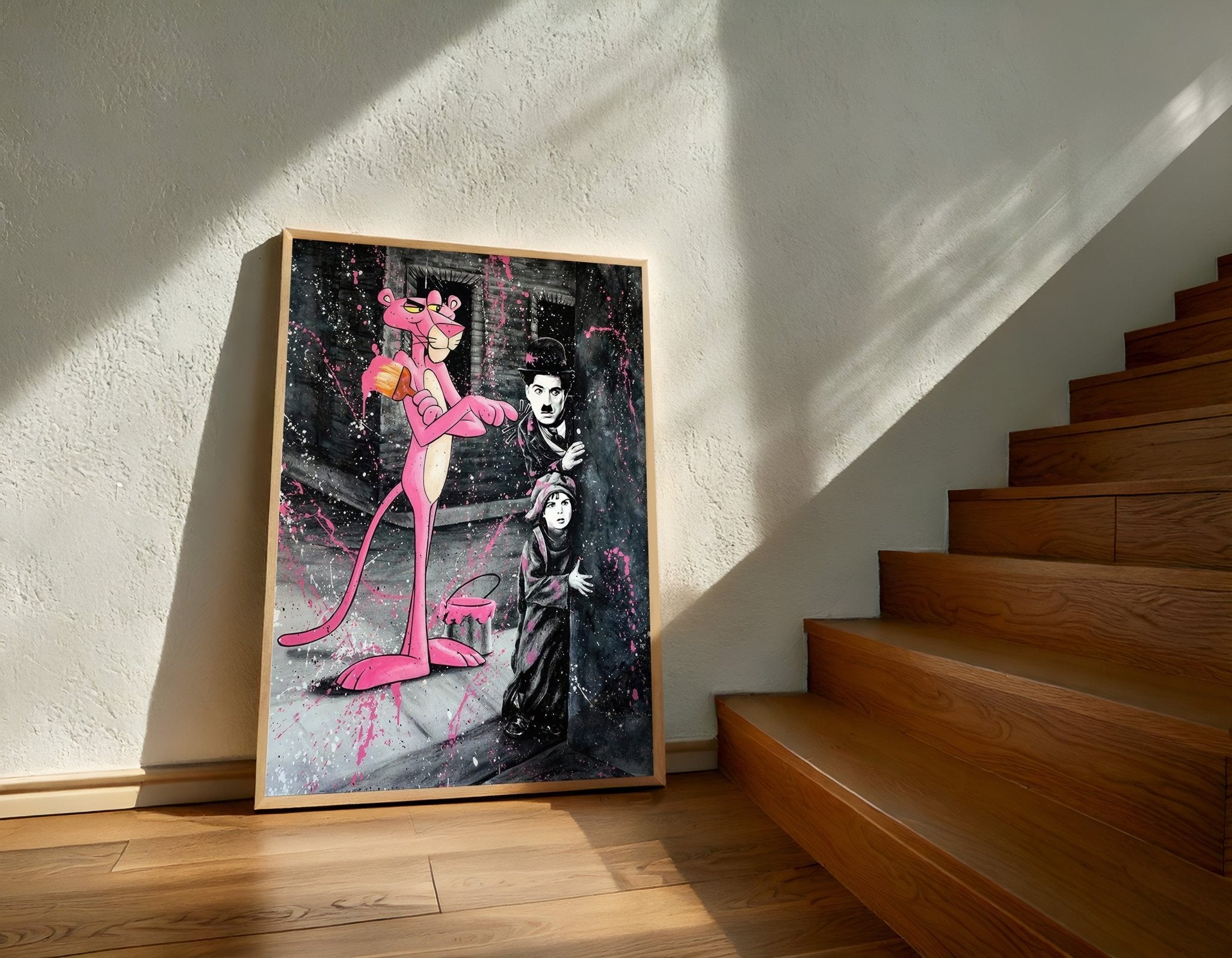 Charlie Chaplin Graffiti | Pink Panther Urban Art Print - Print