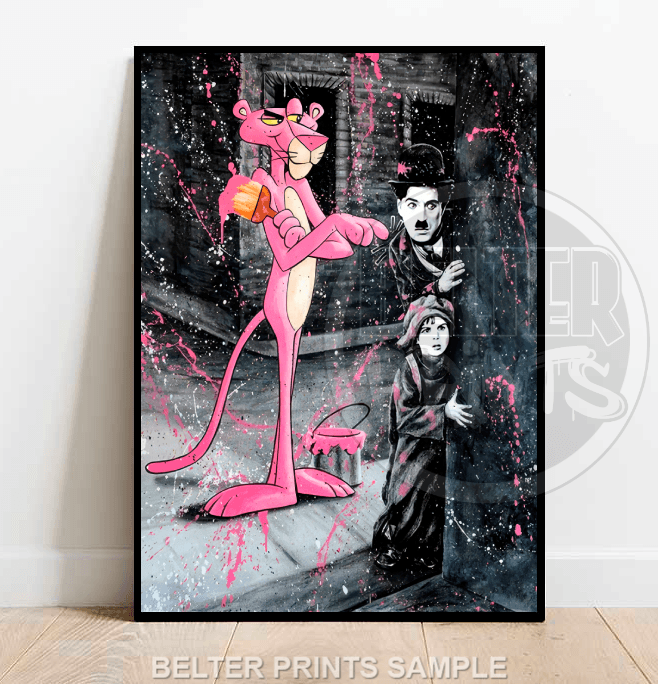 Charlie Chaplin Graffiti | Pink Panther Urban Art Print - Print