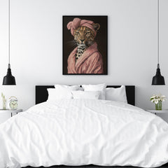 Couture | Unique Leopard in Pink Dressing Gown Wall Art Print