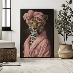 Couture | Unique Leopard in Pink Dressing Gown Wall Art Print