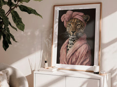 Couture | Unique Leopard in Pink Dressing Gown Wall Art Print