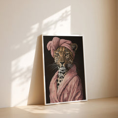 Couture | Unique Leopard in Pink Dressing Gown Wall Art Print