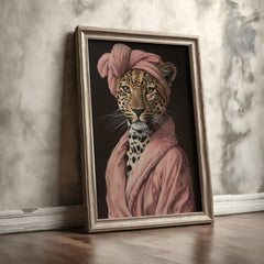 Couture | Unique Leopard in Pink Dressing Gown Wall Art Print