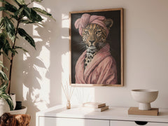 Couture | Unique Leopard in Pink Dressing Gown Wall Art Print