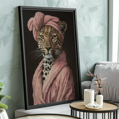 Couture | Unique Leopard in Pink Dressing Gown Wall Art Print