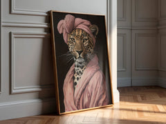 Couture | Unique Leopard in Pink Dressing Gown Wall Art Print