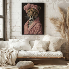 Couture | Unique Leopard in Pink Dressing Gown Wall Art Print