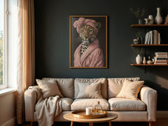 Couture | Unique Leopard in Pink Dressing Gown Wall Art Print