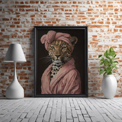 Couture | Unique Leopard in Pink Dressing Gown Wall Art Print