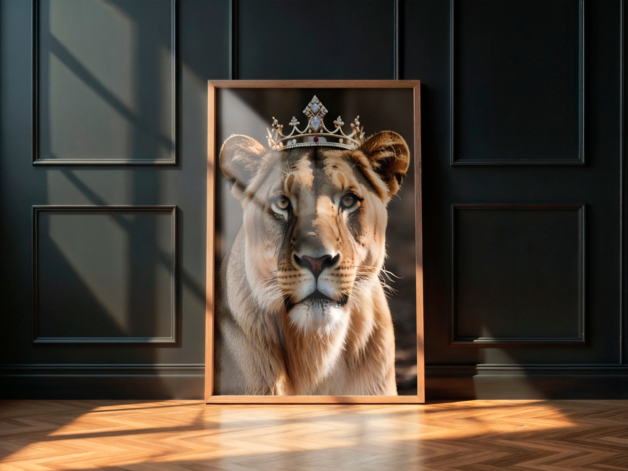 Crowned Lioness | Royal Wildlife Wall Art Print - Print
