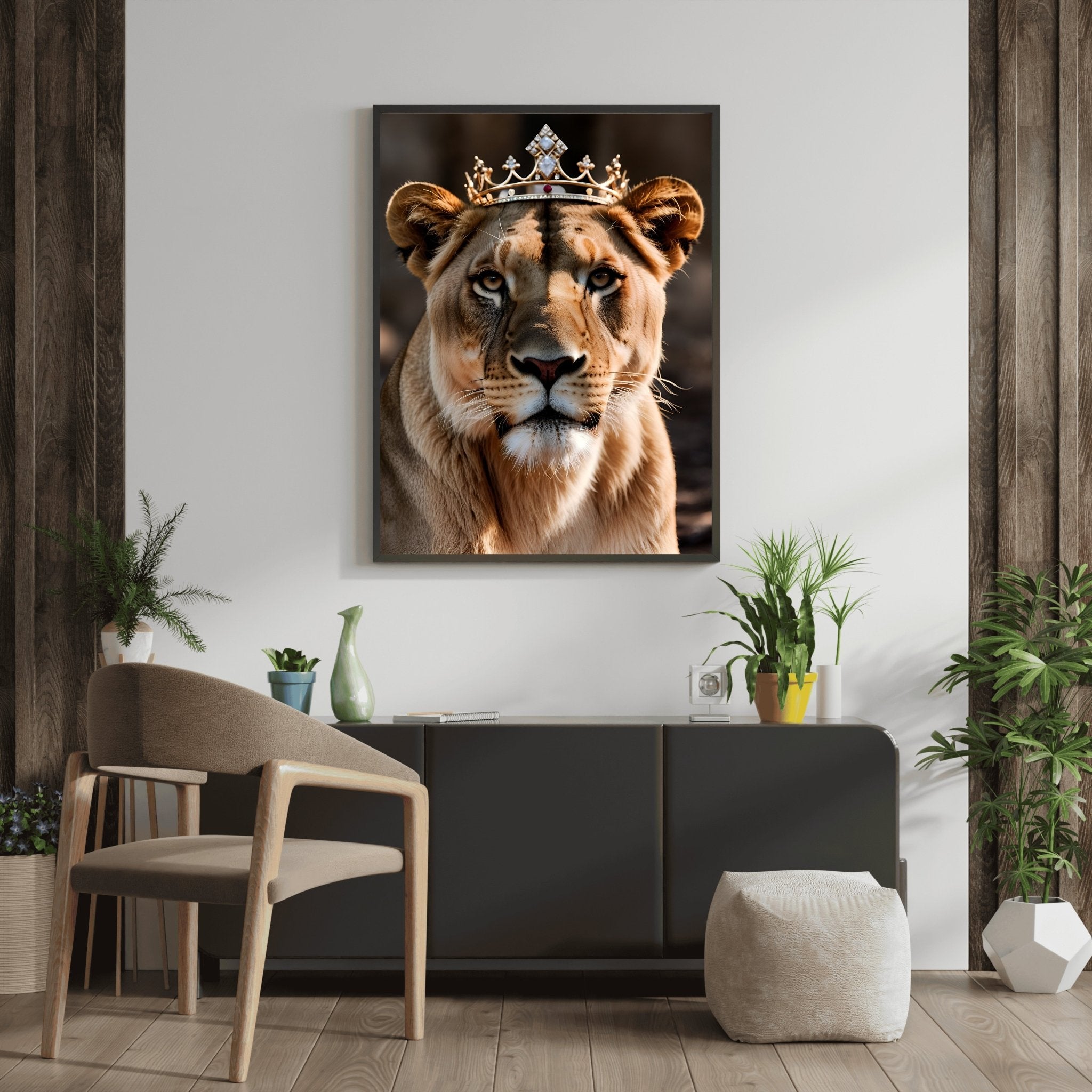 Crowned Lioness | Royal Wildlife Wall Art Print - Print