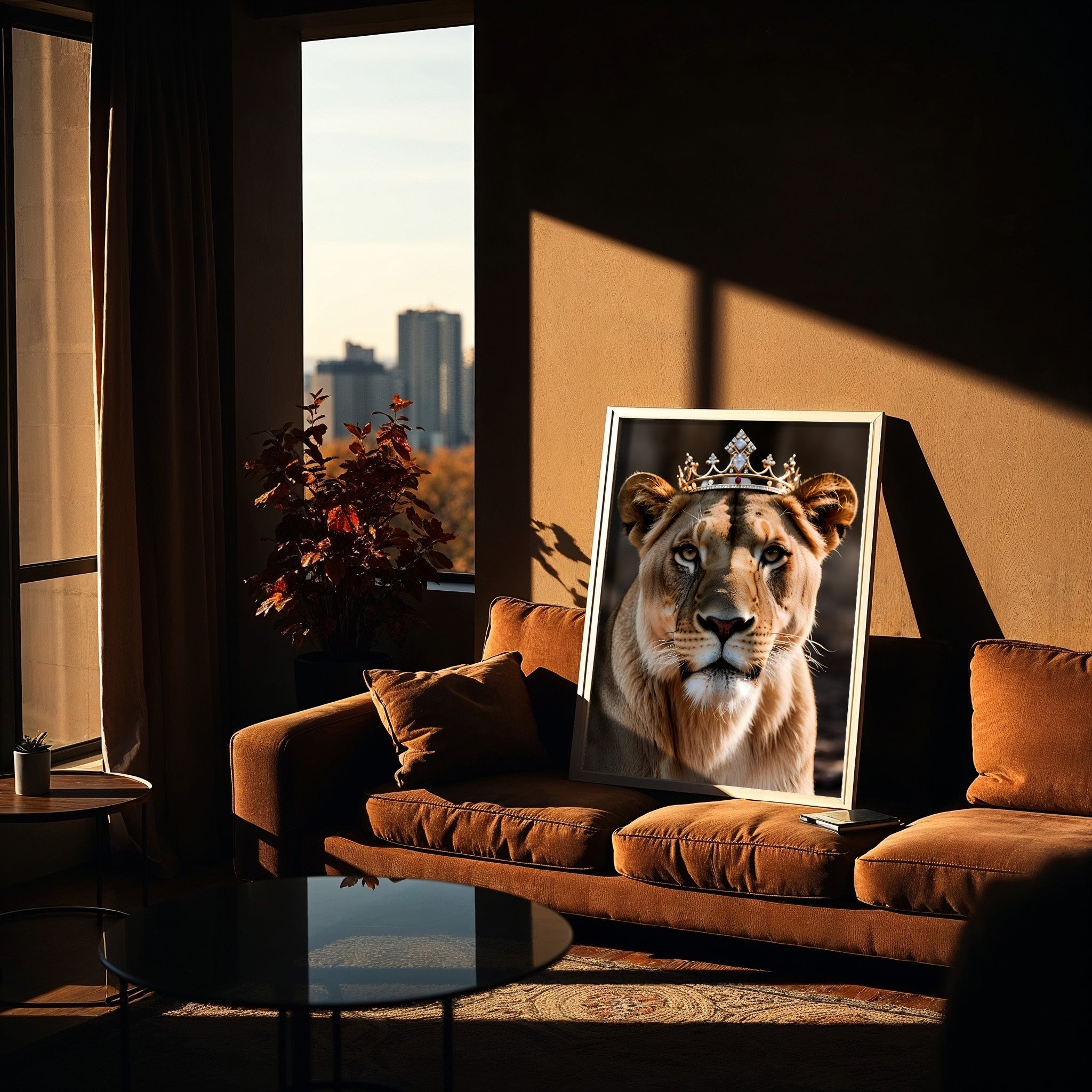 Crowned Lioness | Royal Wildlife Wall Art Print - Print