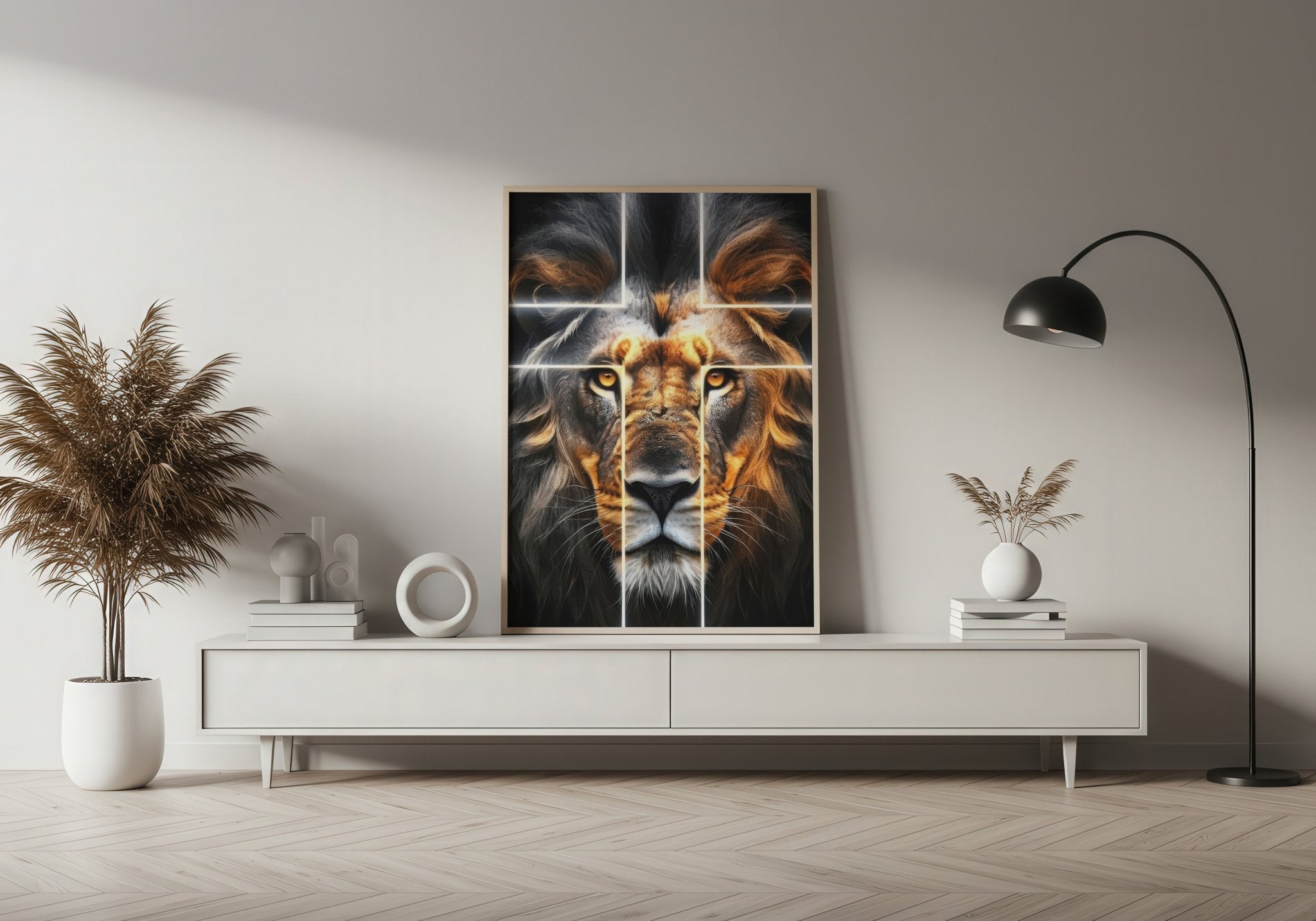 Divine Fury | Lion Cross Wall Art Print - Print