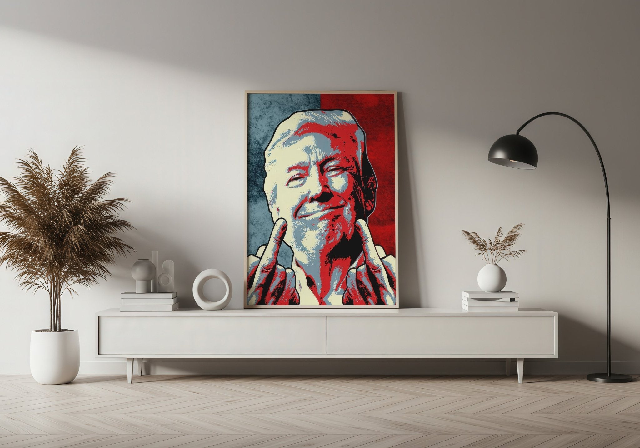 Double Down | Trump Middle Finger Pop Art Wall Print - Print