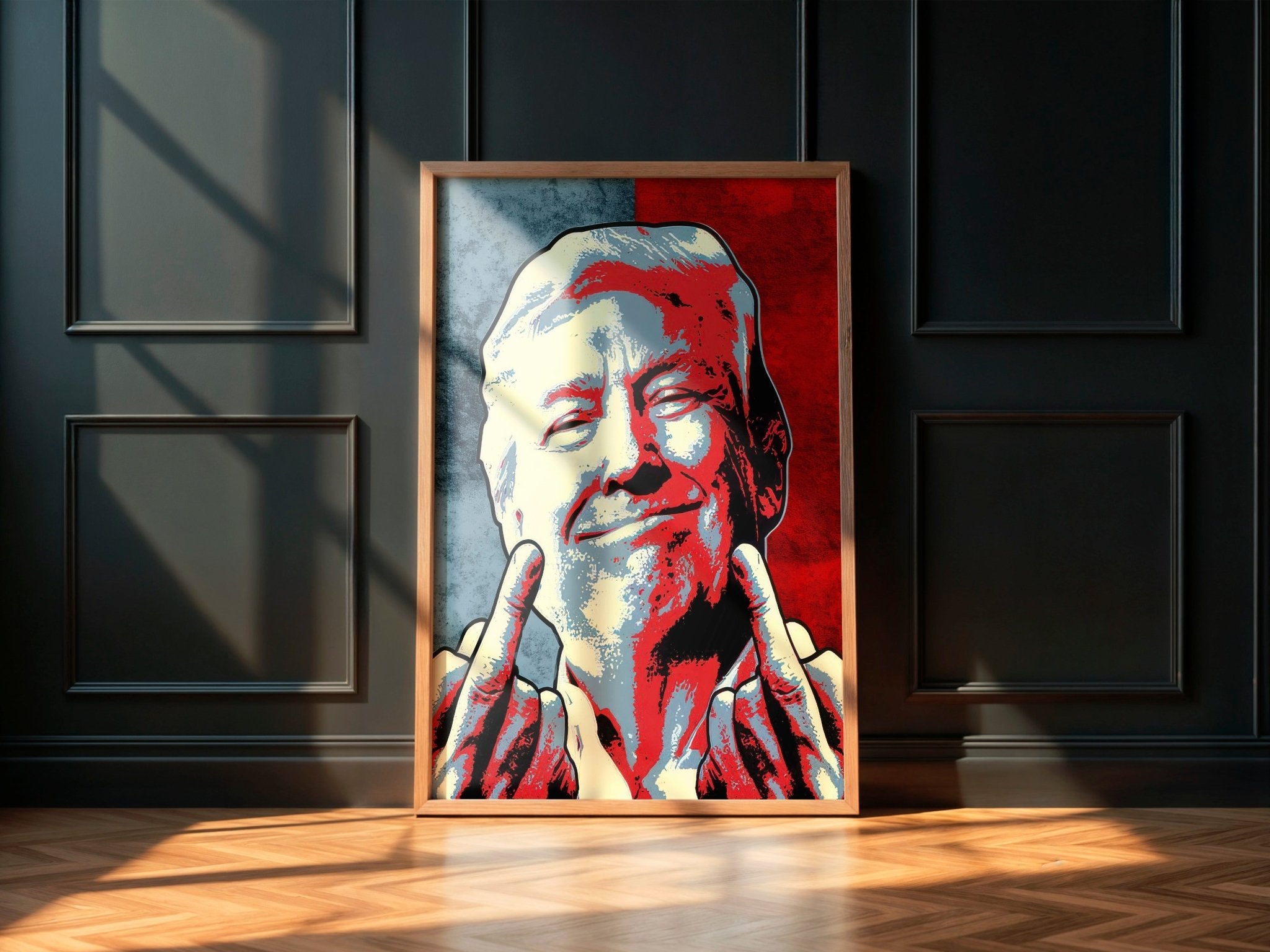 Double Down | Trump Middle Finger Pop Art Wall Print - Print