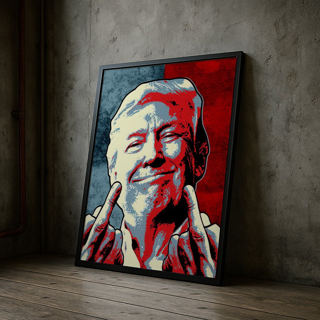 Double Down | Trump Middle Finger Pop Art Wall Print - Print