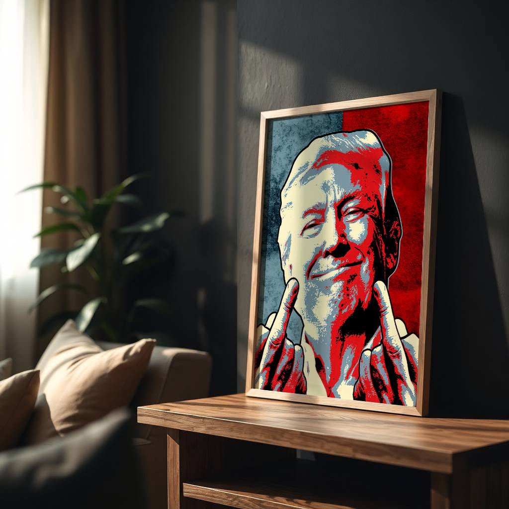Double Down | Trump Middle Finger Pop Art Wall Print - Print