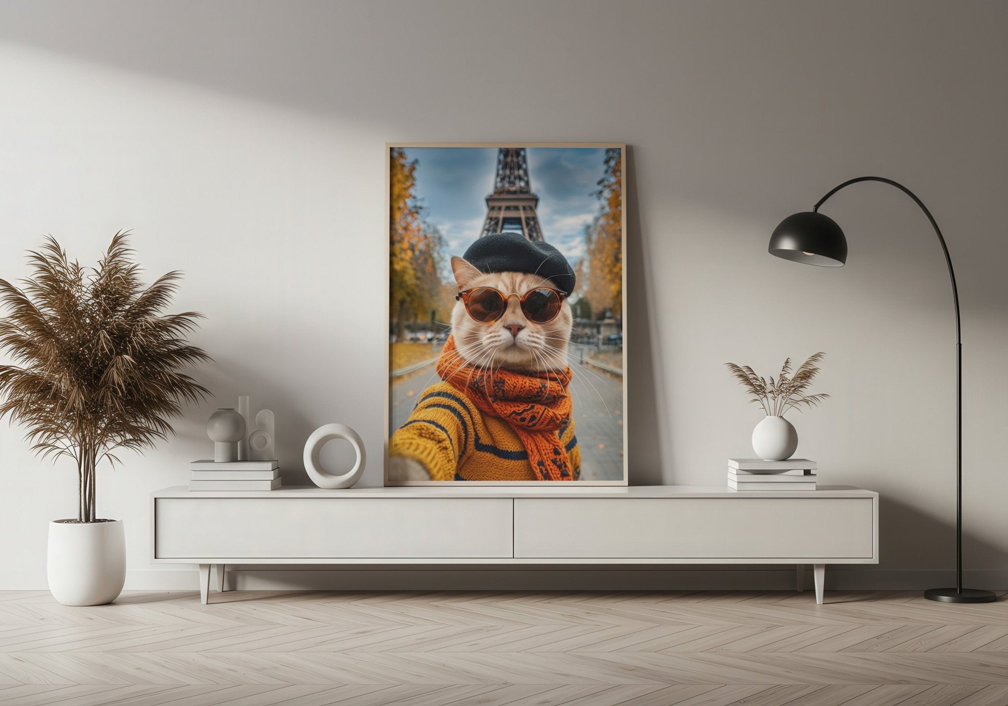 quirky-cat-wall-art-animal-paris-fashion-poster