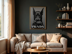 Fierce Doberman | Prada Grenade Designer-Inspired Wall Art Print