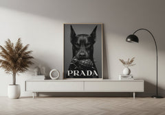 Fierce Doberman | Prada Grenade Designer-Inspired Wall Art Print