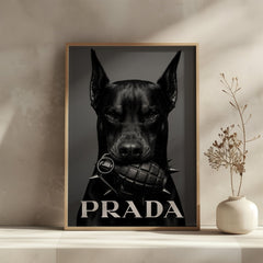 Fierce Doberman | Prada Grenade Designer-Inspired Wall Art Print