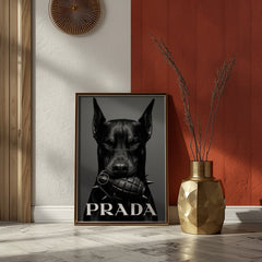 Fierce Doberman | Prada Grenade Designer-Inspired Wall Art Print