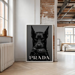 Fierce Doberman | Prada Grenade Designer-Inspired Wall Art Print