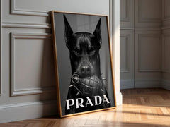 Fierce Doberman | Prada Grenade Designer-Inspired Wall Art Print