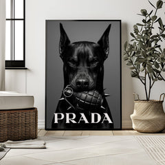 Fierce Doberman | Prada Grenade Designer-Inspired Wall Art Print