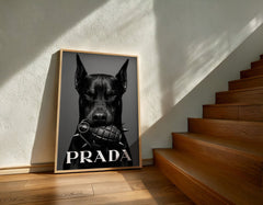 Fierce Doberman | Prada Grenade Designer-Inspired Wall Art Print