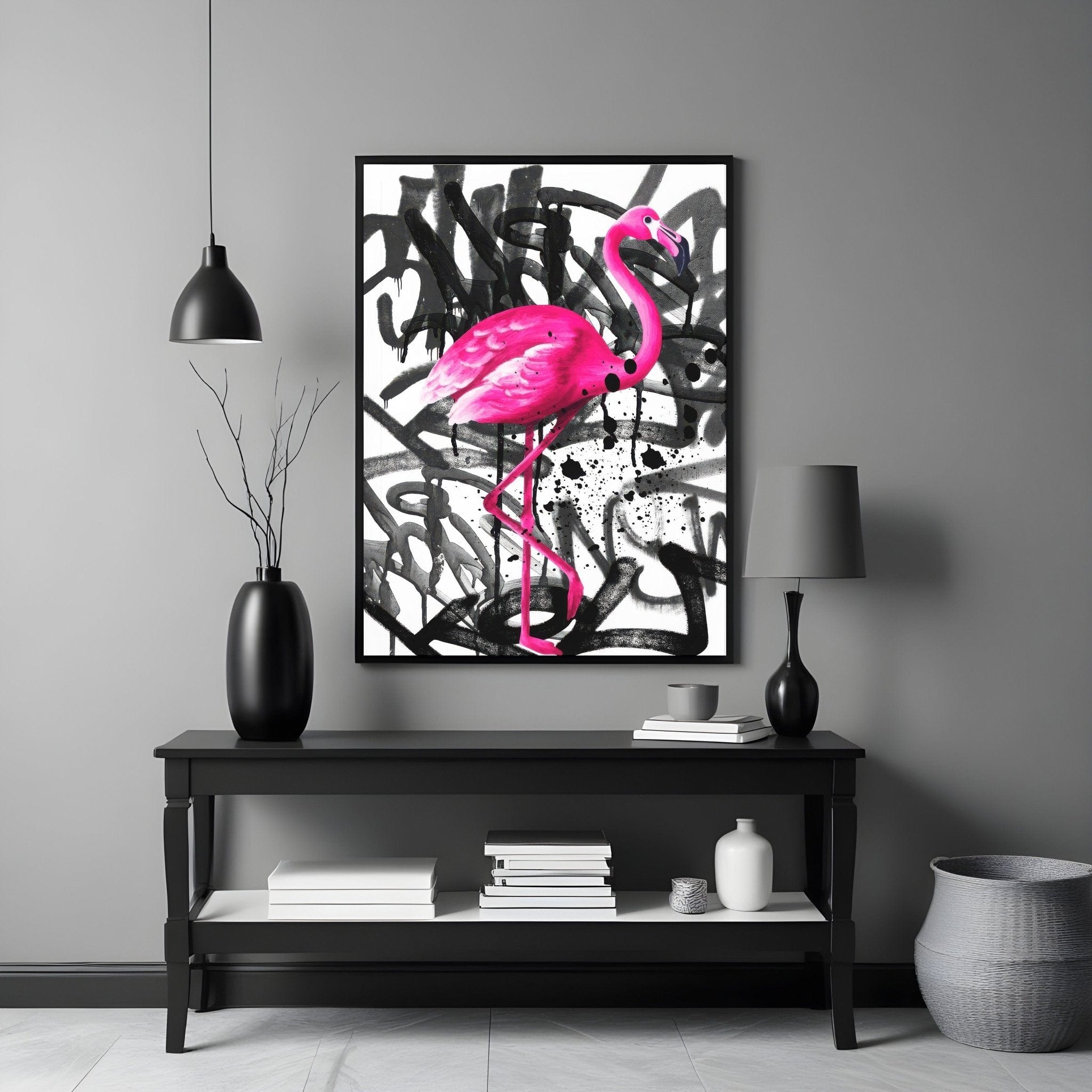 Flamingo Drip | Graffiti Spray Wall Art Print - Print