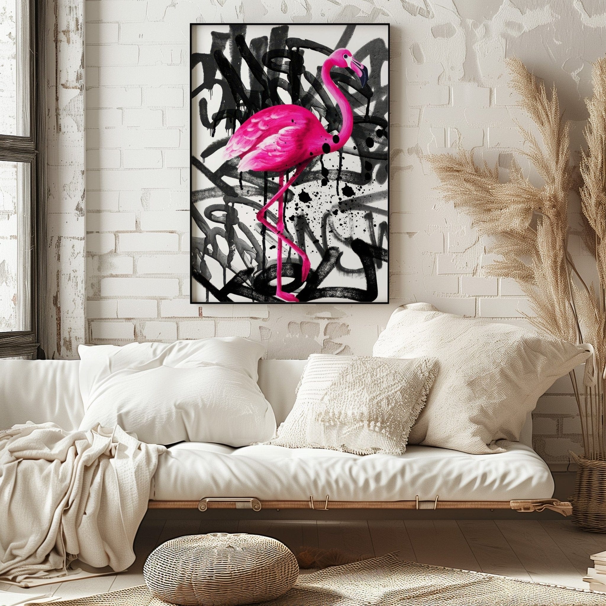 Flamingo Drip | Graffiti Spray Wall Art Print - Print