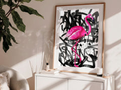 Flamingo Drip | Graffiti Spray Wall Art Print - Print