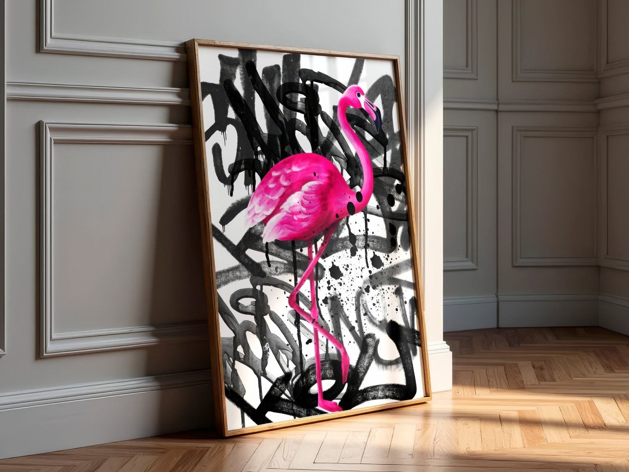 Flamingo Drip | Graffiti Spray Wall Art Print - Print