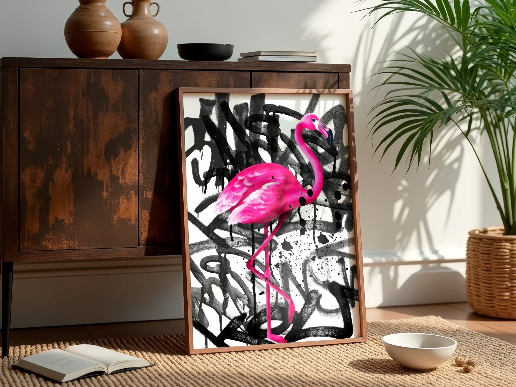 Flamingo Drip | Graffiti Spray Wall Art Print - Print
