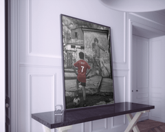 soccer inspiration wall piece, black and white football scene