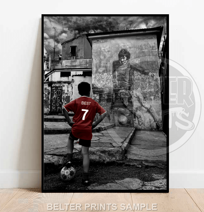 george best legacy wall art, football street art poster