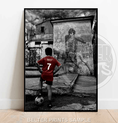 george best legacy wall art, football street art poster
