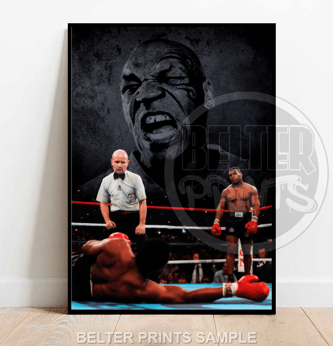 mike tyson wall art, boxing legend knockout print, iron mike poster, combat sports decor