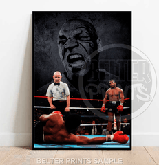 mike tyson wall art, boxing legend knockout print, iron mike poster, combat sports decor