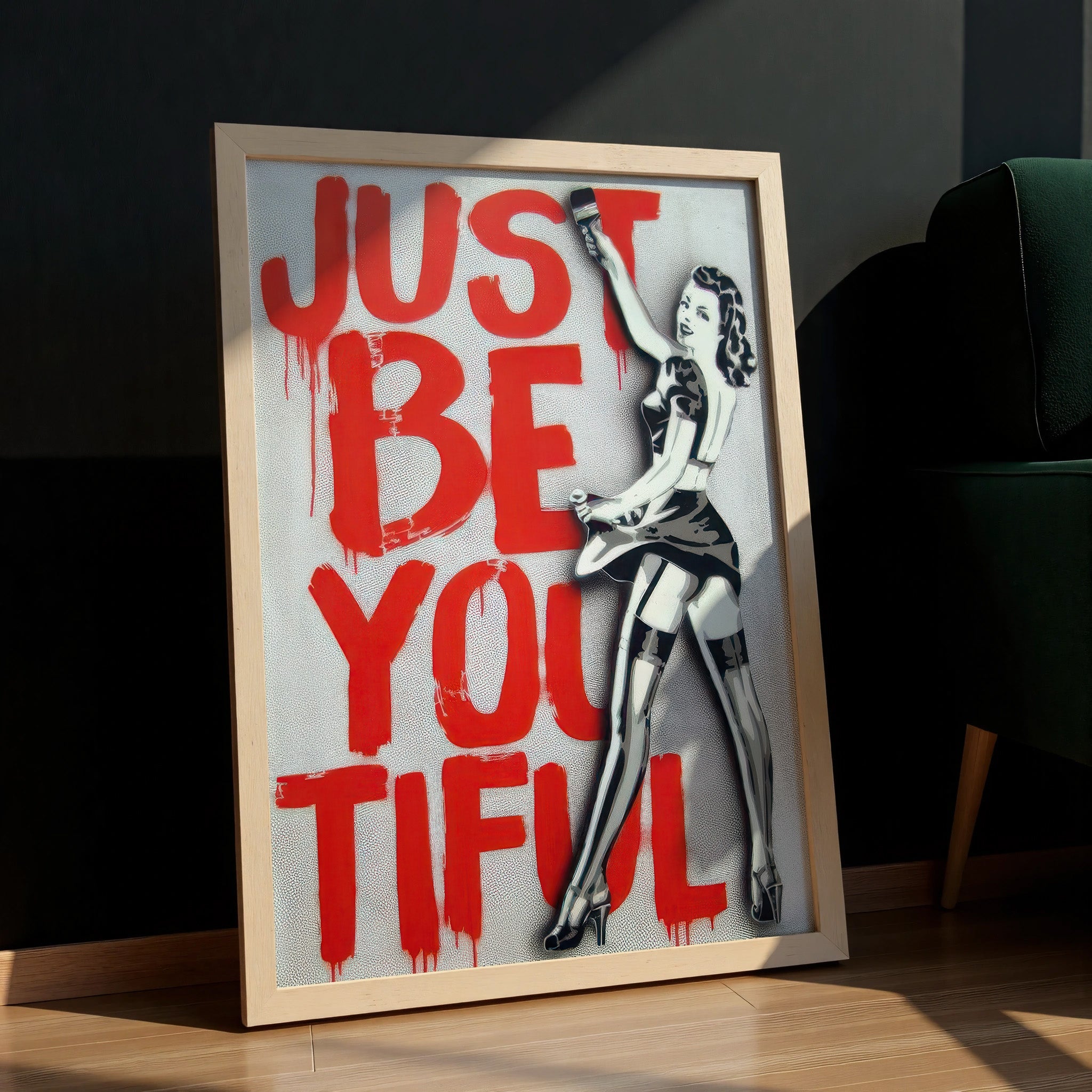 bold-red-text-just-be-you-tiful-banksy-wall-art-print