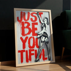 bold-red-text-just-be-you-tiful-banksy-wall-art-print