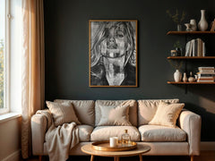 Kate Moss Grunge Urban Wall Art | Edgy Monochrome Modern Portrait Print - Print