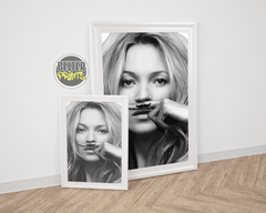 Kate Moss Wall Art Print – Glam Stache Fashion Statement Design - Print